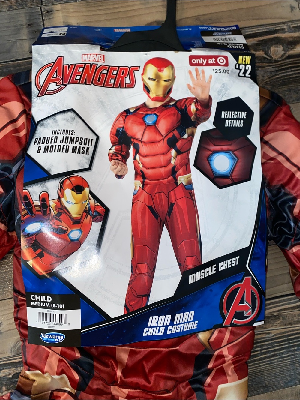 Marvel Iron Man Kids Muscle Chest Costume with mask size Medium 8-10